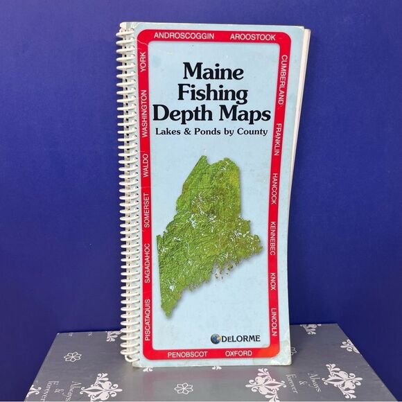 2015 Maine Fishing Depth Maps By County Spiral Bound Book - Picture 1 of 7